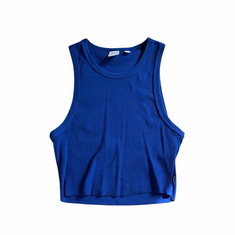aritzia TNA homestretch crew cropped tank in Cobalt Blue